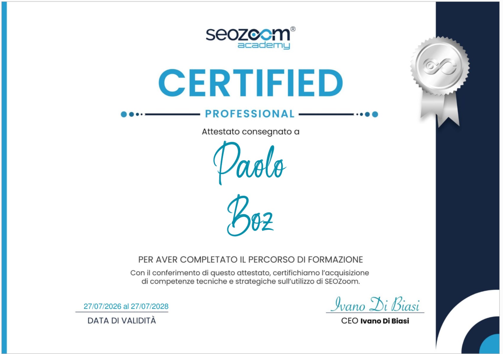 SEOZoom Certified Professional Paolo Boz