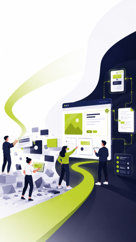Gruppo di persone che trasforma elementi digitali frammentati in un’interfaccia accessibile, strutturata e conforme ai principi WCAG